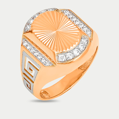 Мужская печатка из розового золота 585 пробы с фианитами (арт. РКд3340)