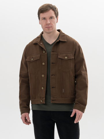 Джинсовая куртка тёмно-коричневого цвета из премиального хлопка