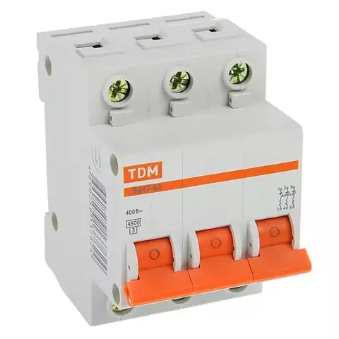 Автоматический выключатель (автомат) 3Р 16А ВА 47-63 х-ка C TDM