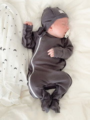 Комбинезон Mjölk Sleep and Play Steel Grey, швы наружу