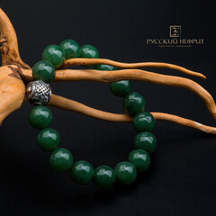Браслет "Православный". Зелёный нефрит. Бусины 12 мм.