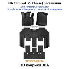 Автомобильные коврики ЭВА для KIA Carnival IV (20-н.в.) для 7-ми местного авто с командирскими креслами, корейская сборка, с навесной консолью