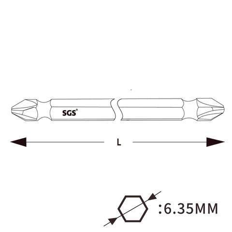 Бита двухсторонняя PH2/PН2 65мм S2 1шт SGS 6365-PH2PH2-M