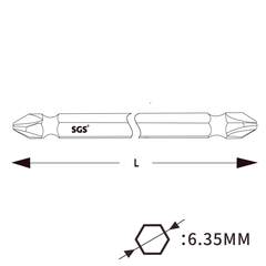 Бита двухсторонняя PH2/PН2 65мм S2 1шт SGS 6365-PH2PH2-M