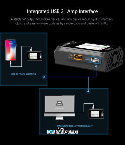 Зарядное устройство ToolkitRC M6D, 500 Вт (только DC), 1-6S, два канала