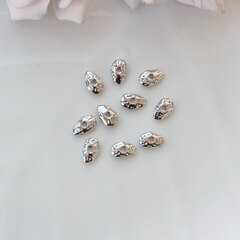 Бусина разделитель (спейсер) фриформ, 9*6 мм, родий, 10 штук. Р074