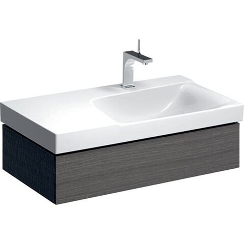 Шкафчик для раковины Geberit Xeno² с полкой, с одним выдвижным ящиком: B=88см, H=22см, T=46.2см, Серый / Меламин, древесная структура