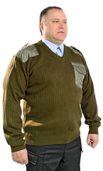 Джемпер оливковый V вырез