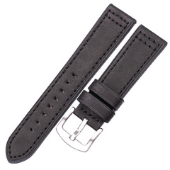 Кожаный ремешок 22мм Hengrc для Samsung Gear S3/Galaxy Watch 46 (черный)