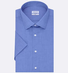 Сорочка мужская Seidensticker Slim Fit 01.666261-11 синяя, короткий рукав