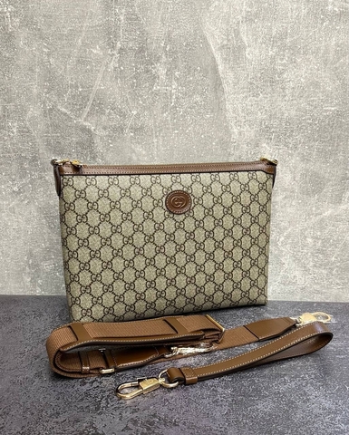 Сумка-мессенджер Gucci с переплетенными буквами G коричневый
