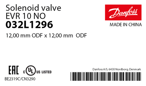 Danfoss 032L1296 EVR10 (NO) Клапан электромагнитный 12 мм