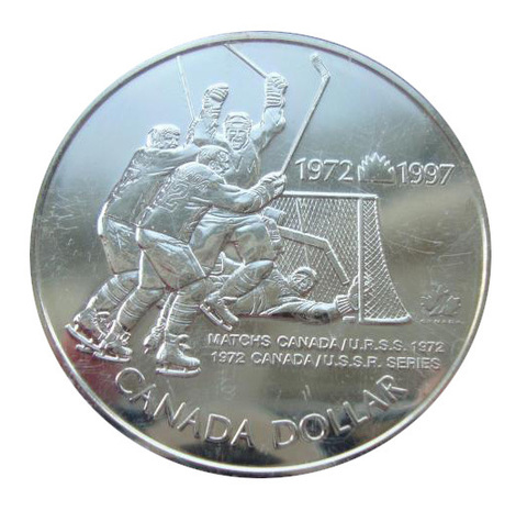 Канада 1 доллар 1997 25 лет хоккейной серии Канада - СССР 1972 СЕРЕБРО