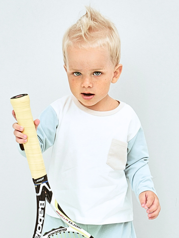 Лонгслив детский молочный/мятный