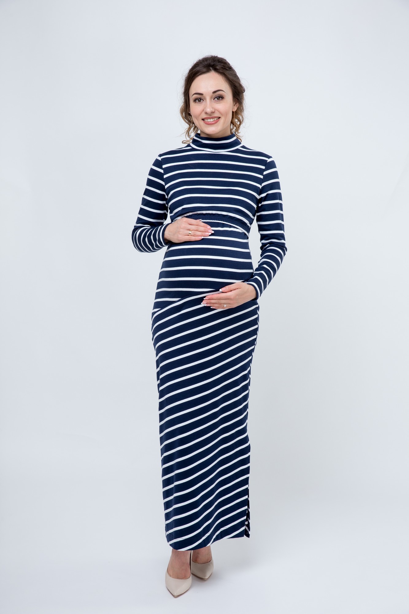 Фото платье для беременных и кормящих Magica bellezza, длинное от магазина СкороМама, синий, размеры.