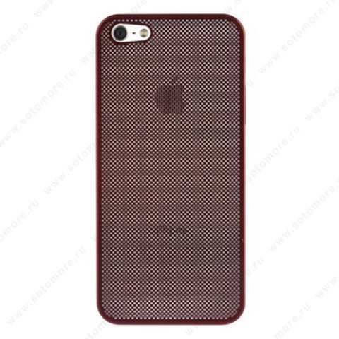 Накладка металлическая сетка для iPhone SE/ 5s/ 5C/ 5 красная