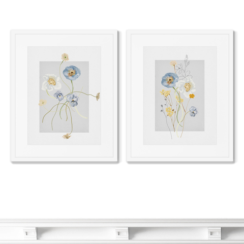 Opia Designs - Набор из 2-х репродукций картин в раме Floral set in pale shades, No8, 2021г.