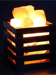 Солевая лампа Квадратная корзина Himalayan Salt Lamp Wooden Basket Sqaure