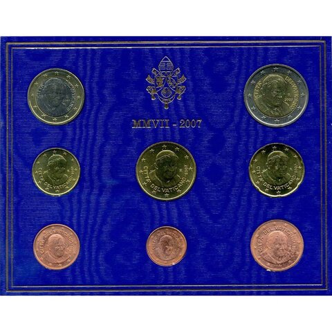 2 евро Ватикан 80-летие со дня рождения Папы Римского Бенедикта XVI / 2007 годовым набором с разменными монетами в буклете
