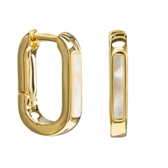 Серьги Хупы 17.5мм с Перламутром, gold