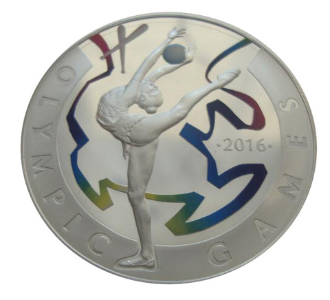 Казахстан 100 тенге 2016 Художественная гимнастика Олимпийские игры 2016 Рио СЕРЕБРО