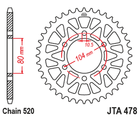 17604-42 звезда задняя (ведомая) алюминиевая, 530, AFAM (JTA478.43)