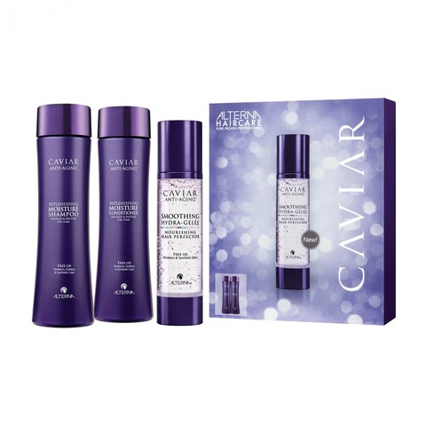 Alterna Caviar Moisture Trio Kit - абор для разгла­живания и увлажнения: увлажняю­щий шампунь, кондиционер, гель-иде­ализатор.