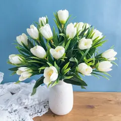 №3 Крокусы-подснежники искусственные, Белые, 34 см, около 18 бутонов в наборе, набор 2 букета.