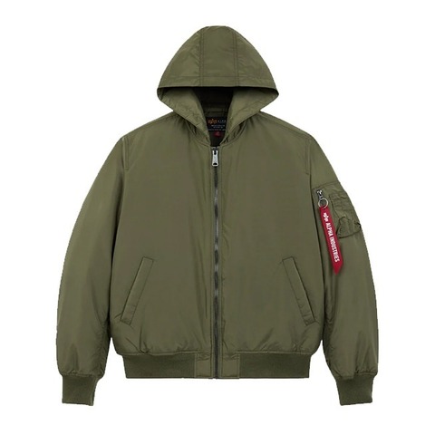 Бомбер Alpha Industries MA-1 Hooded Logo Oxford OG-107 Green (Зеленый)