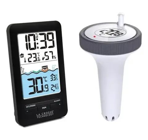 Термогигрометр LaCrosse с датчиком температуры воды в бассейне, черный Термогигрометр LaCrosse с датчиком температуры воды в бассейне, черный