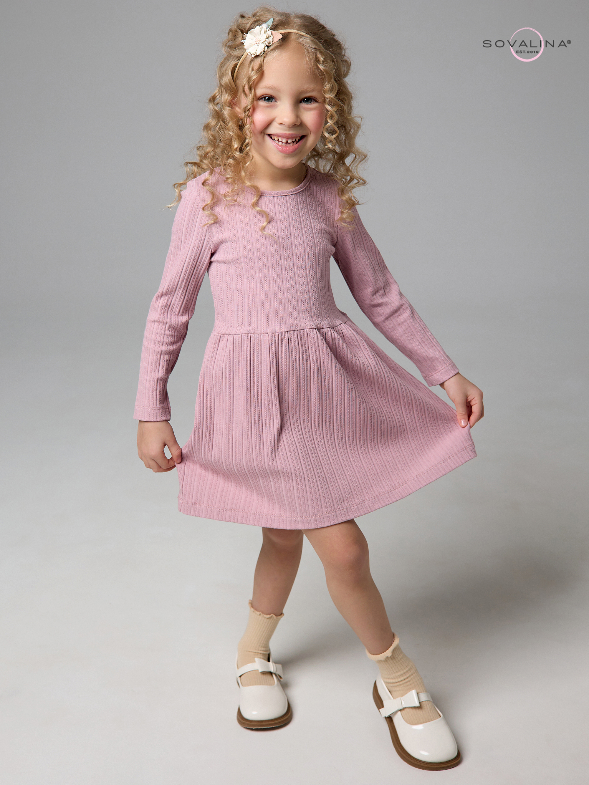 Платье Эля косичка сухая роза