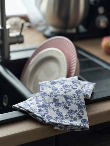 Полотенце COZA с принтом "Анемона китайская", хлопок, размер 40х70 см