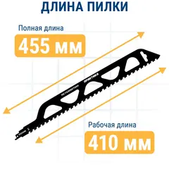 Пилки для сабельной пилы по газобетону ПРАКТИКА S2243HM, твердосплавные, 455мм, шаг зубов 12,7мм (776-720)