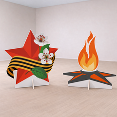 Театральная декорация к 9 мая "Звезда" с цветами