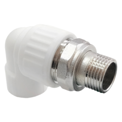 Угольник PP-R комбинированный разъемный белый НР Дн 20х1/2" для радиатора VALFEX 10238012