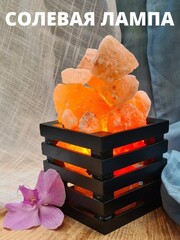 Солевая лампа Квадратная корзина Himalayan Salt Lamp Wooden Basket Sqaure