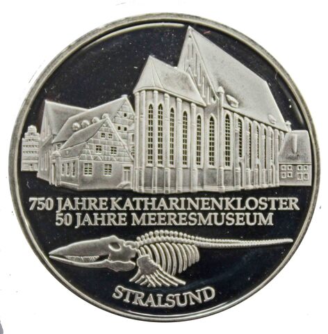 10 марок. 50 лет музею в Штральзунде (F). Серебро. 2001 г. PROOF