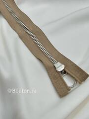 Молния серебро бежевая двухзамковая с кольцом