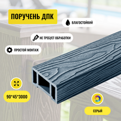 Поручень ДПК PREMIUM 3D Серый Глубокая текстура 45*90*3000мм