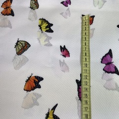 Мерный лоскут 1,25 м хлопок пике с эластаном бабочки на белом фоне 2011