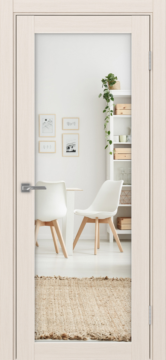 Дверь межкомнатная Оптима Порте Турин 501.2 (зеркало двухстороннее), цвет перламутровый ясень, экошпон, зеркало