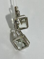 Квадрат празиолит (серьги из серебра)