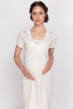 Сорочка для беременных и кормящих 11239 бежевый/белый