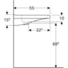 Раковина Geberit Renova Comfort Square, безбарьерная: B=60см, T=55см, Отверстие под смеситель=По центру, Перелив=На виду, Белый