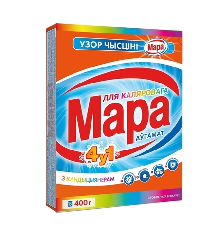 Стиральный порошок для цветного 4 в 1  Автомат 400г (Мара)