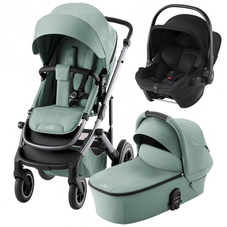 Комплект 3в1 коляска Smile 5Z, Jade Green + BABY-SAFE CORE Space Black