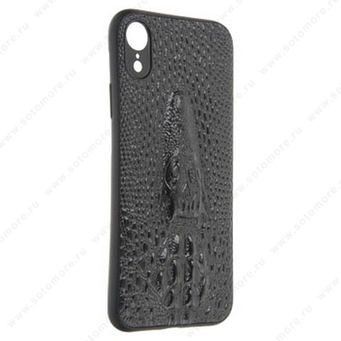 Накладка силиконовая для Apple iPhone XR Max жесткий крокодил черный