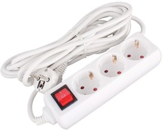 Удлинитель 1.5м, 3 гнезда, ПВС 3х0.75, с заземл.конт, с выключателем, СОЮЗ, 58770---