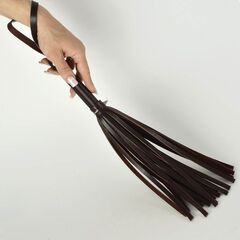 Коричневая кожаная мини-плеть с шипами - 40 см. - 