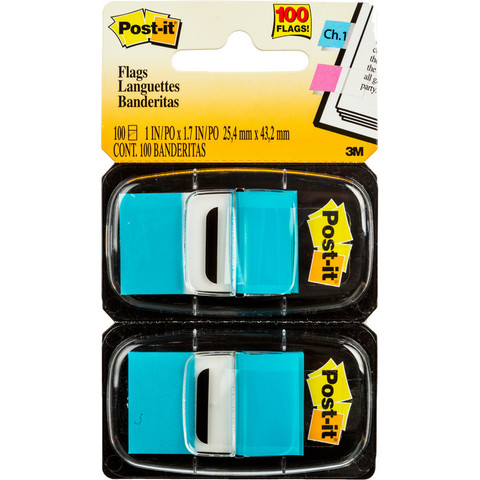 Клейкие закладки Post-it пластиковые голубые 2 диспенсера по 50 листов 25.4x43.2 мм